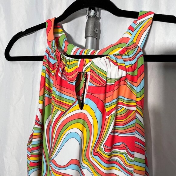 Jude Connally Psychedelic Swirl Halter Dress Keyhole A-Line S - Picture 7 of 15